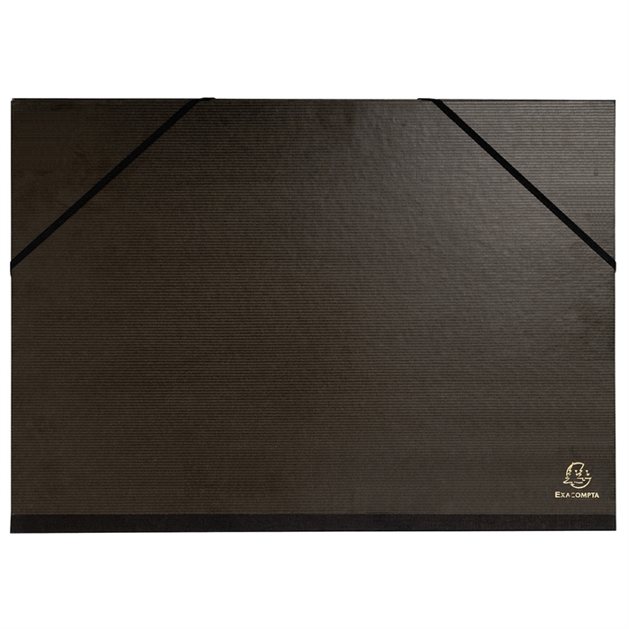 Picture of Portfolio glossy finished black kraft paper with ribbons and 3 flaps 32x45 cm - A3 size-Black