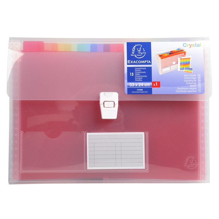 Picture of Expanding file polypropylene Crystal 13 compartments - 33x25cm-Transp. white