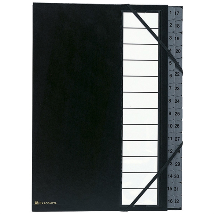 Picture of Multipart file Ordonator with expandable spine and stiff cover, 32 numerical tabs 1 to 32-Black