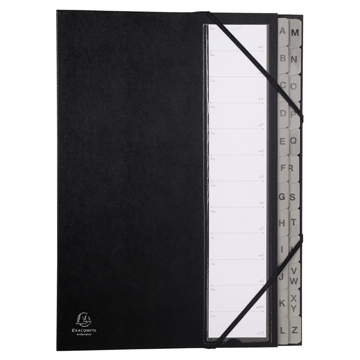 Picture of Multipart file Ordonator with expandable spine and stiff cover, 24 alphabetical tabs A to Z-Black