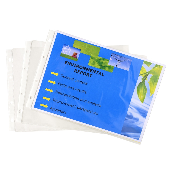 Image de EXACOMPTA 5734E - Sachet de 20 pochettes perforées, polypropylène lisse 55, DIN A4 Paysage, Exactive®, Cristal