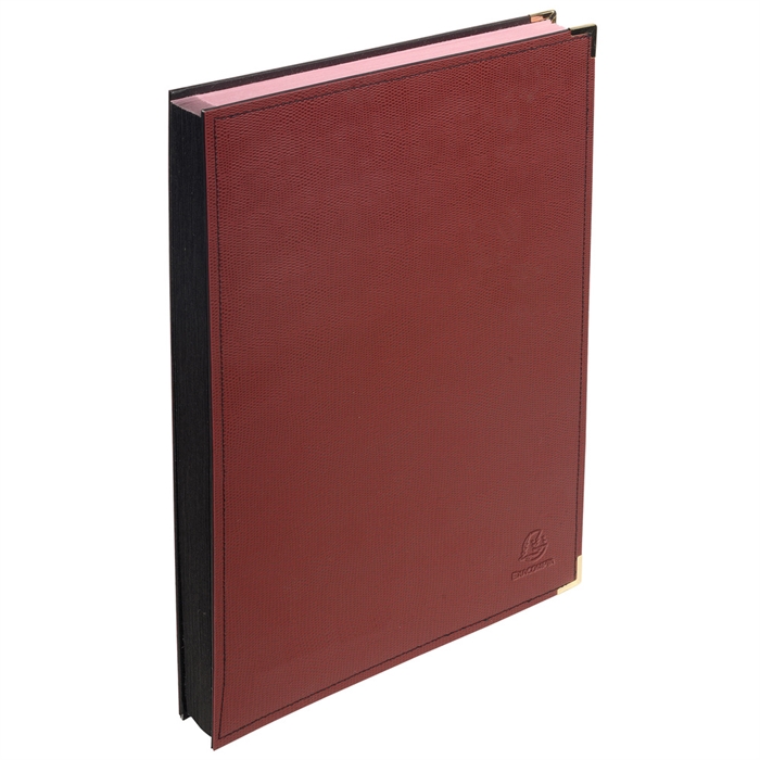 Picture of Signature book imitation crocodile leather, pocket on the page corner to maintain the document - 24 compartments-Burgundy