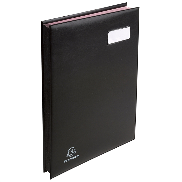 Picture of Signature book PVC, pocket on the page corner to maintain the document - 16 compartments-Black