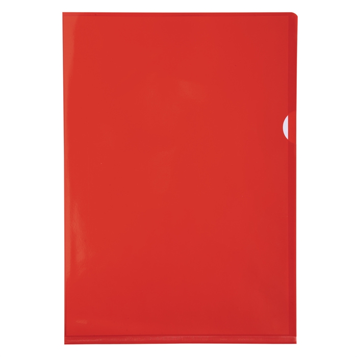 Afbeelding van Zak van 10 L mappen gladde PVC  - sterke kwaliteit 13/100e - A4-Rood