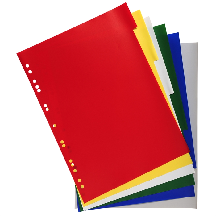 Picture of Dividers soft polypropylene 120 micron 6 tabs - A4 maxi-Assorted colours