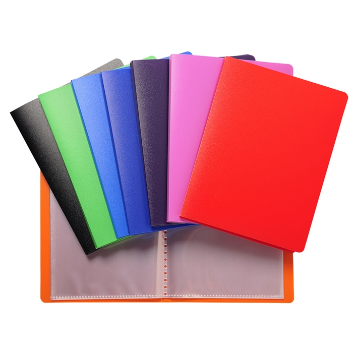 Picture of Display book opaque polypropylene - 40 clear crystal pockets - Pocket 11x15cm-Assorted colours