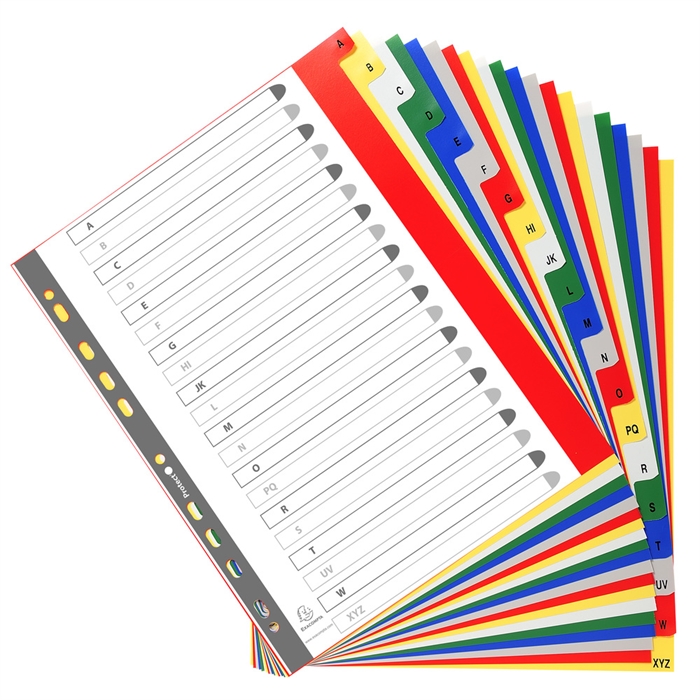 Picture of A4 maxi dividers, A-Z, printed tabs-Assorted vivid colours