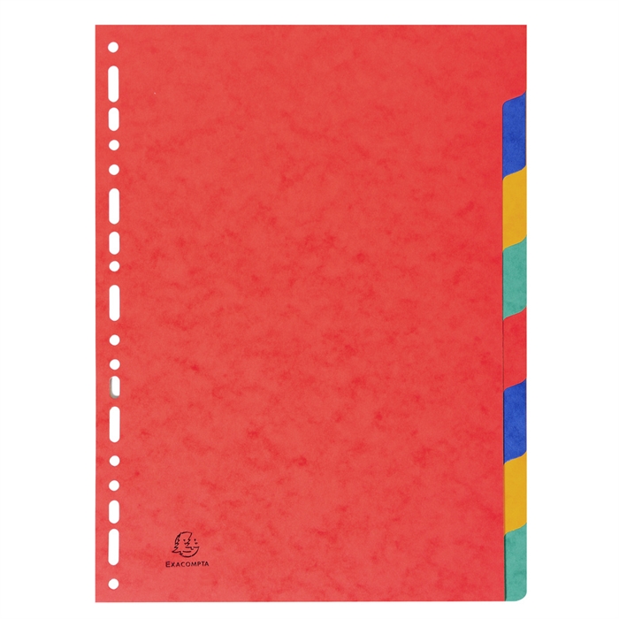 Picture of Dividers 400gsm pressboard 8 part - A4-Assorted vivid colours