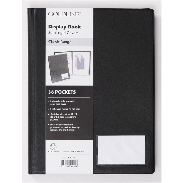 Picture of Goldline A4 display book semi rigid cover 36 pocket-Black