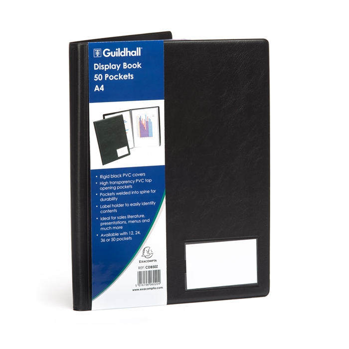 Picture of Goldline A4 display book semi rigid cover 50 pocket-Black