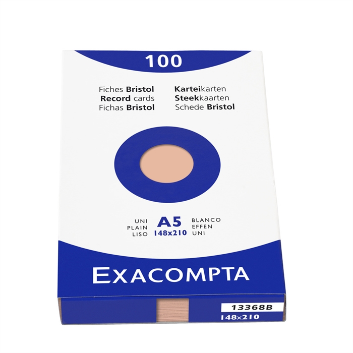 Picture of EXACOMPTA 13368B - Record cards blank, unperforated, DIN A5, 100 pieces, 148x210 mm, with folding box, Orange