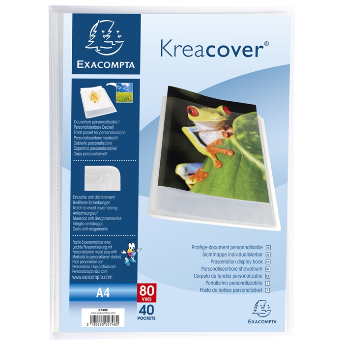 Picture of Display book with semi stiff polypropylene cover Krea Cover Chromaline 40 pockets - A4 size Crystal