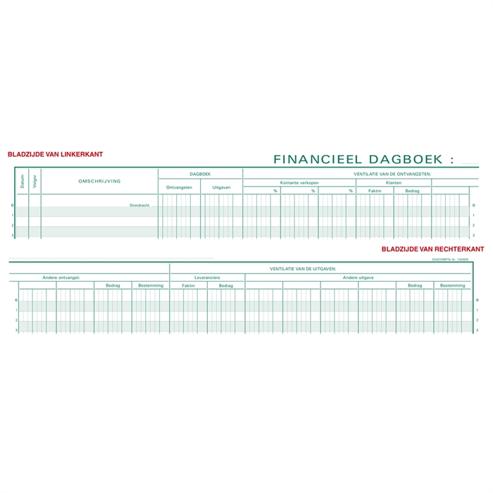 Picture of Boekhoudingsregister Financieel dagboek - Nederlandstalig - ingebonden - 80 blad 