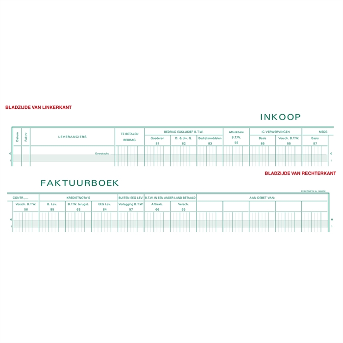 Picture of Boekhoudingsregister BTW inkoop - 31 lijnen - genummerd - met identificatieblad - Nederlandstalig - ingebonden - 80 blad 