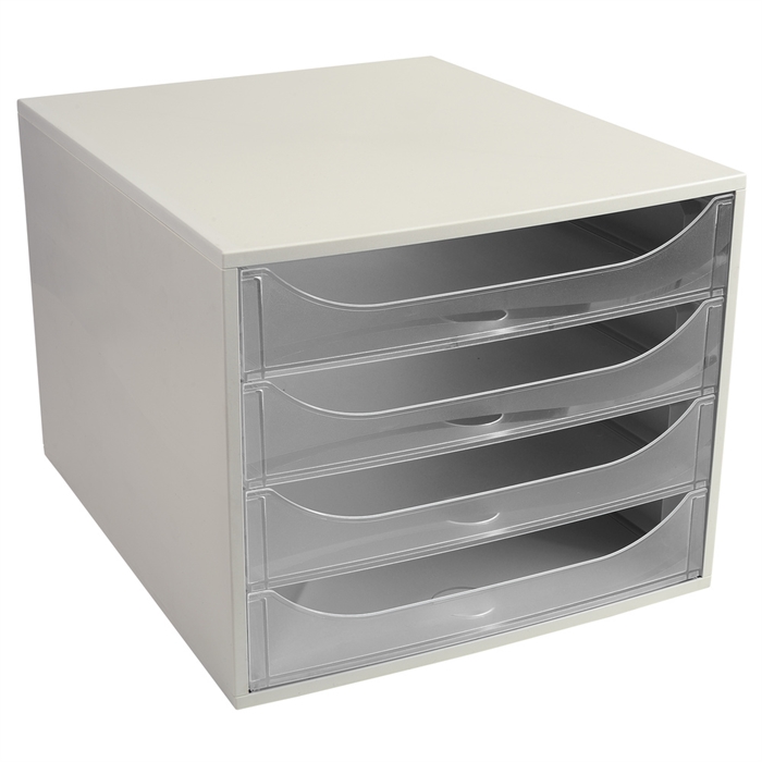 Picture of ECOBOX 4 draw. Office grey/iceblue trans 