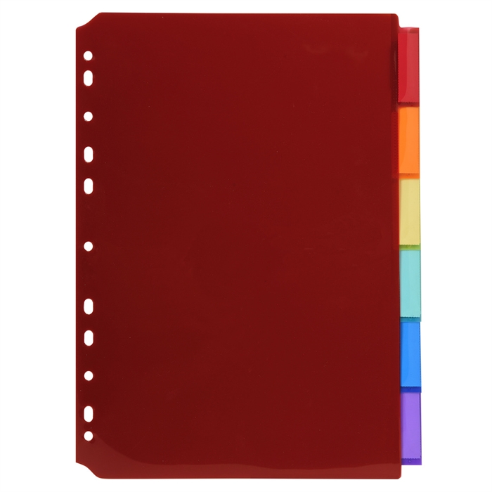 Picture of Coloured transparent PP dividers with label holder A4 - 6 parts 