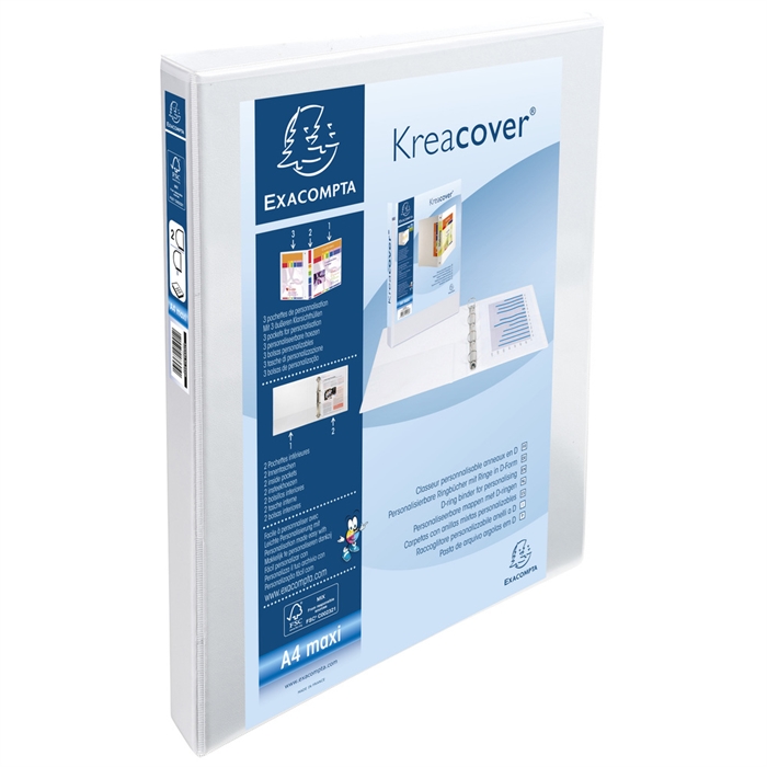 Image de Classeur PP personnalisable Kreacover - 2 anneaux en D 20mm - A4 maxi Blanc