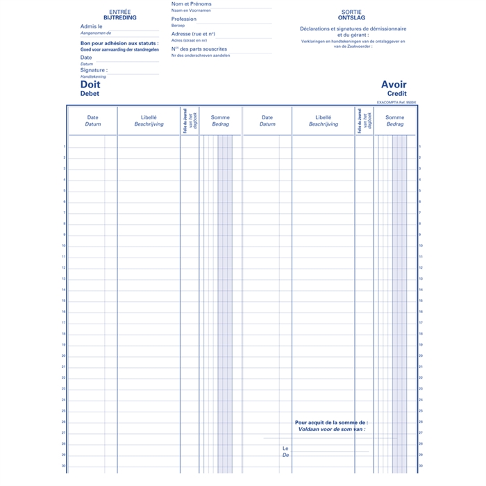 Picture of Register Aandeelhouders C.V.- S.C - Tweetalig - 80 blz 