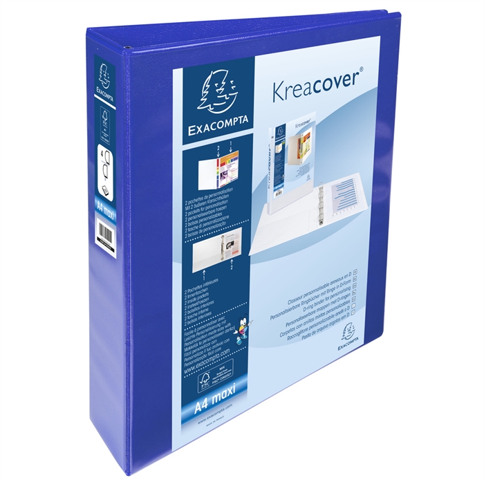 Image de Classeur personnalisable rigide 2 poches KreaCover® - 4 anneaux en D 40mm - A4 maxi.