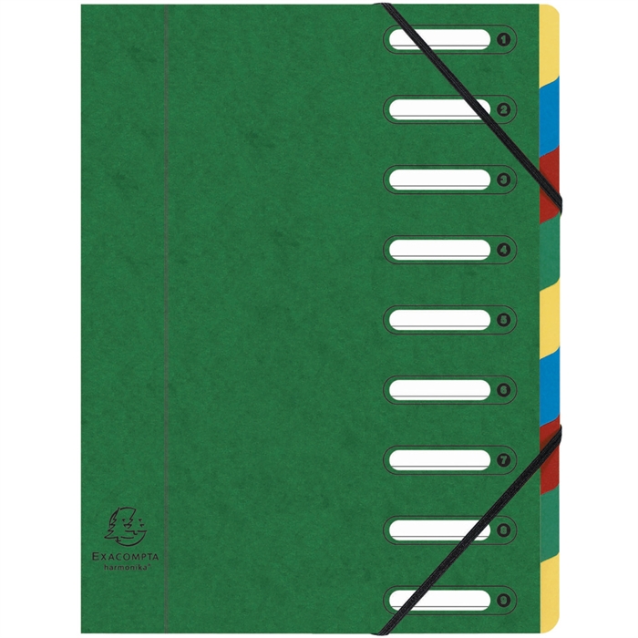 Afbeelding van Sorteermap HARMONIKA®- met elastieken en uitgesneden vensters- in glanskarton - 9 indelingen.