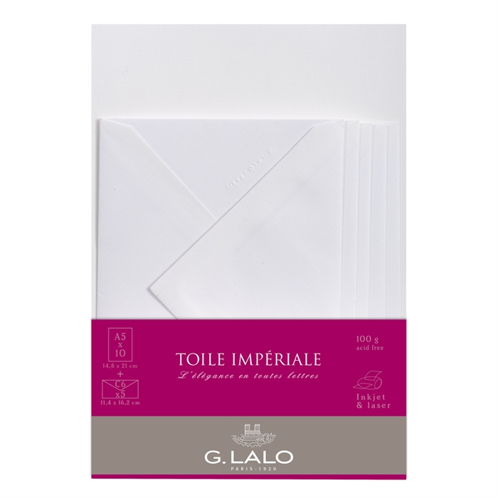 Image de EXACOMPTA 62200L - Ensemble Toile Impériale 10 feuilles A5 et 5 enveloppes C6