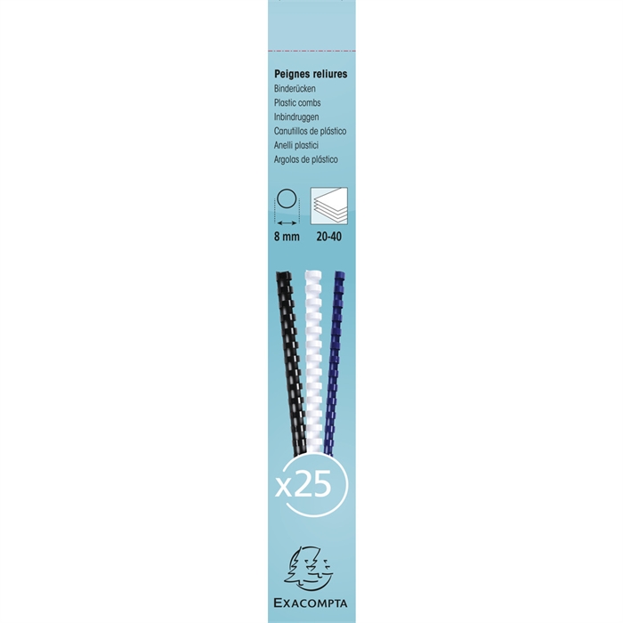 Afbeelding van Doos van 25 plastic spiraal inbindruggen 8 mm - A4.