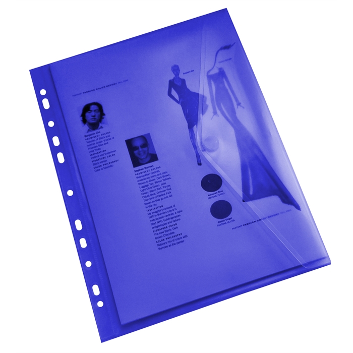 Image de EXXO 35326 - Enveloppe porte document à velcro A4 En PP Tranche perforée Bleu - 10 pcs