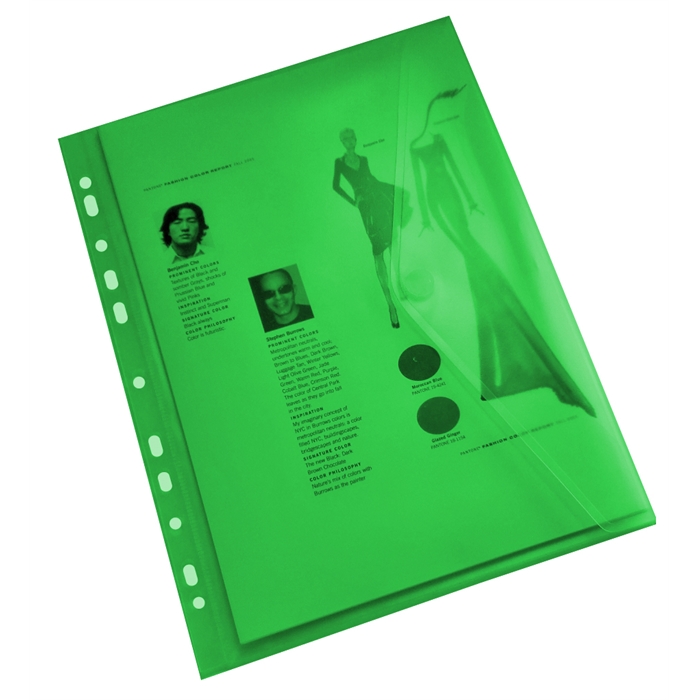 Image de EXXO 35336 - Enveloppe porte document à velcro A4 En PP Tranche perforée Vert - 10 pcs