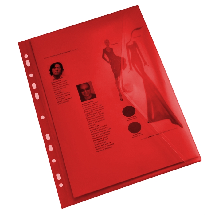 Image de EXXO 35346 - Enveloppe porte document à velcro A4 En PP Tranche perforée Rouge - 10 pcs