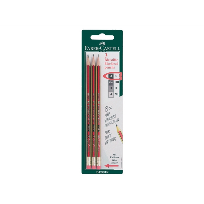 Image de Crayon Faber Castell Dessin 2001 B avec gomme blister