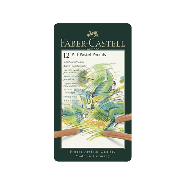 Afbeelding van pastelpotlood Faber Castell Pitt metalen etui a 12 stuks