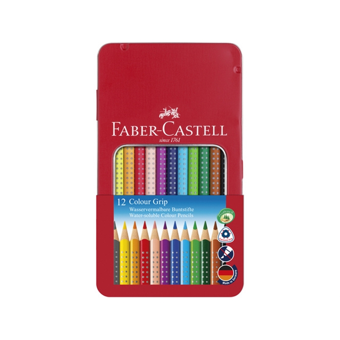 Picture of Crayon couleur Faber Castell GRIP etui métallique 12 pcs