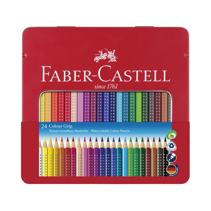 Picture of Crayon couleur Faber Castell GRIP etui métallique 24 pcs