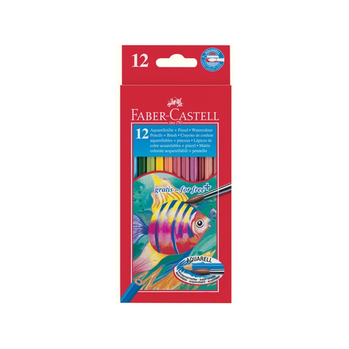 Picture of Crayon de couleur Aquarellables Faber Castell etui 12pcs et pinceau