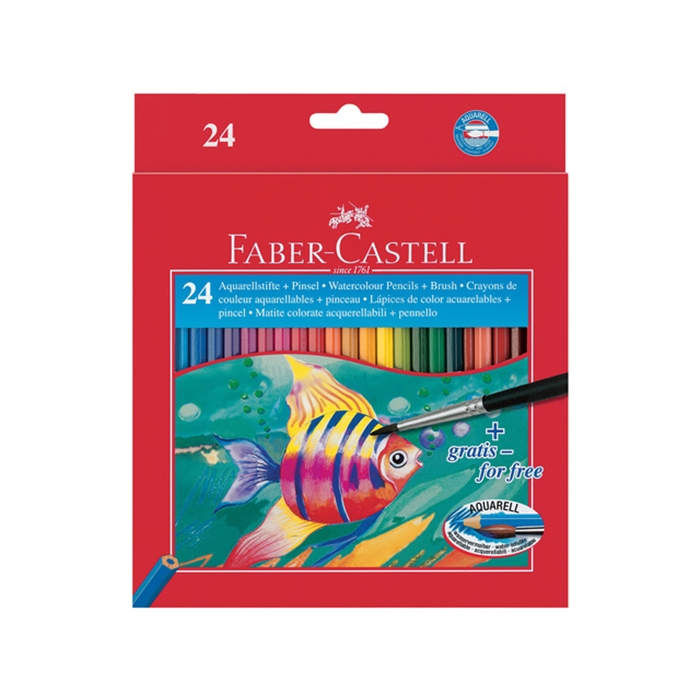 Picture of Crayon de couleur Aquarellables Faber Castell etui 24pcs et pinceau