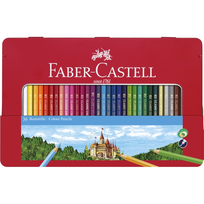 Picture of Crayons de couleur FC Castle                                hexagonal etui metalique 36 pcs