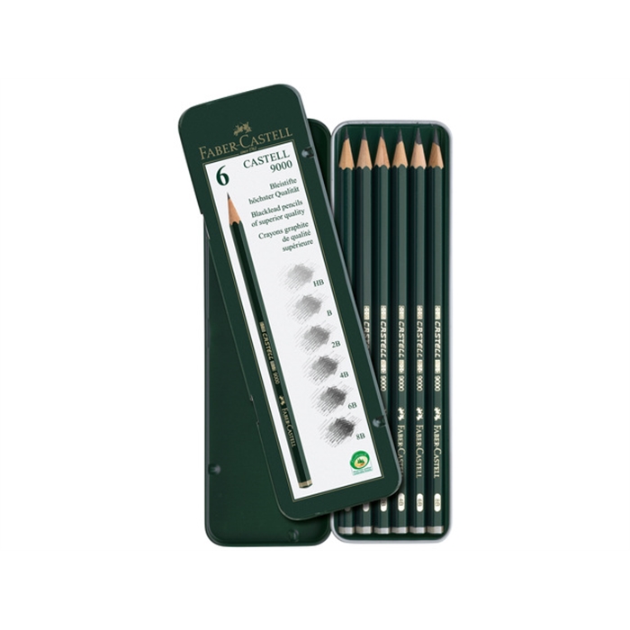 Image de Crayon Faber Castell 9000 etui métallique 6 pcs