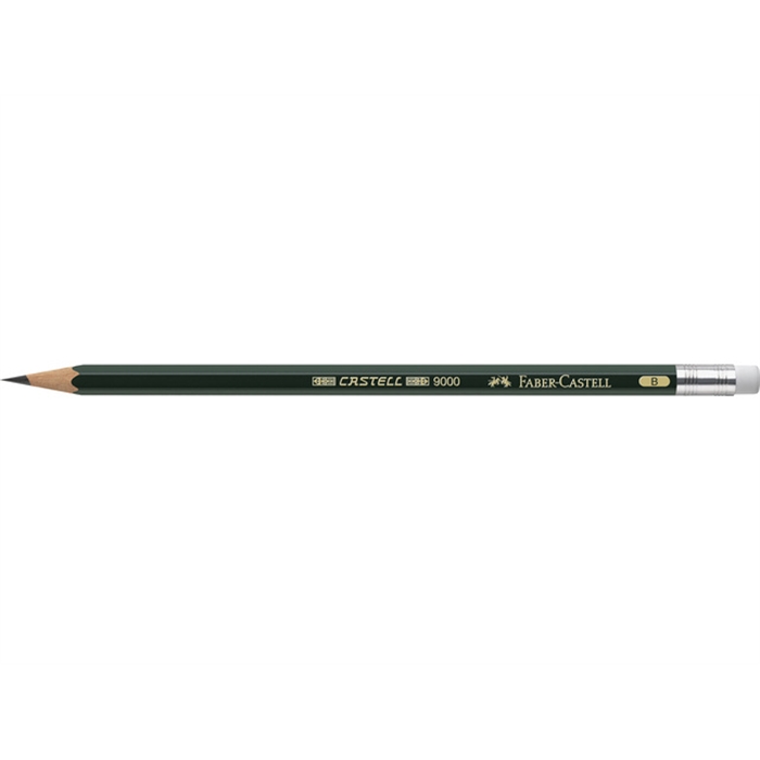 Image de Crayon Faber Castell 9000 B avec gomme