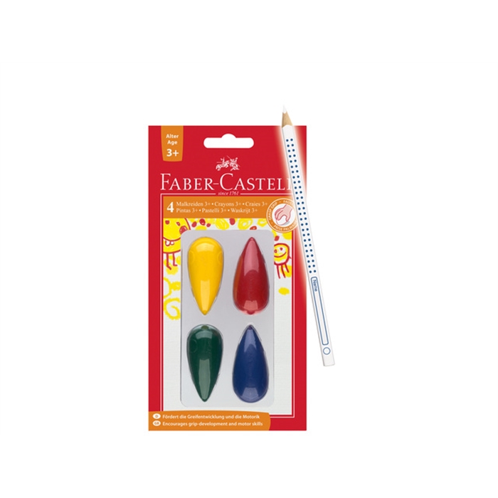 Afbeelding van waskrijt Faber-Castell druppelvormig 4 stuks blister