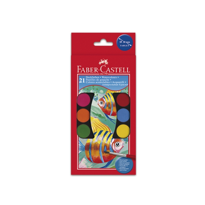 Afbeelding van verfdoos Faber Castell 21 kleuren + 2 penselen