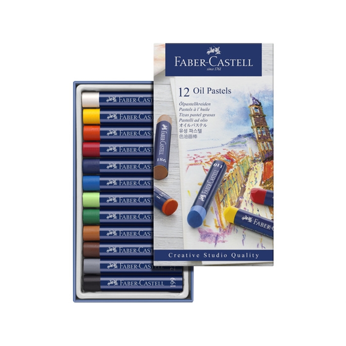 Afbeelding van oliepastels Faber Castell Creative Studio etui a 12 stuks