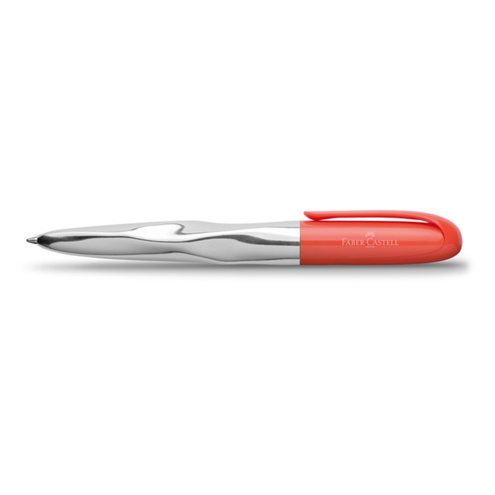 Afbeelding van balpen Faber Castell N'ice shiny chrome koraalrood