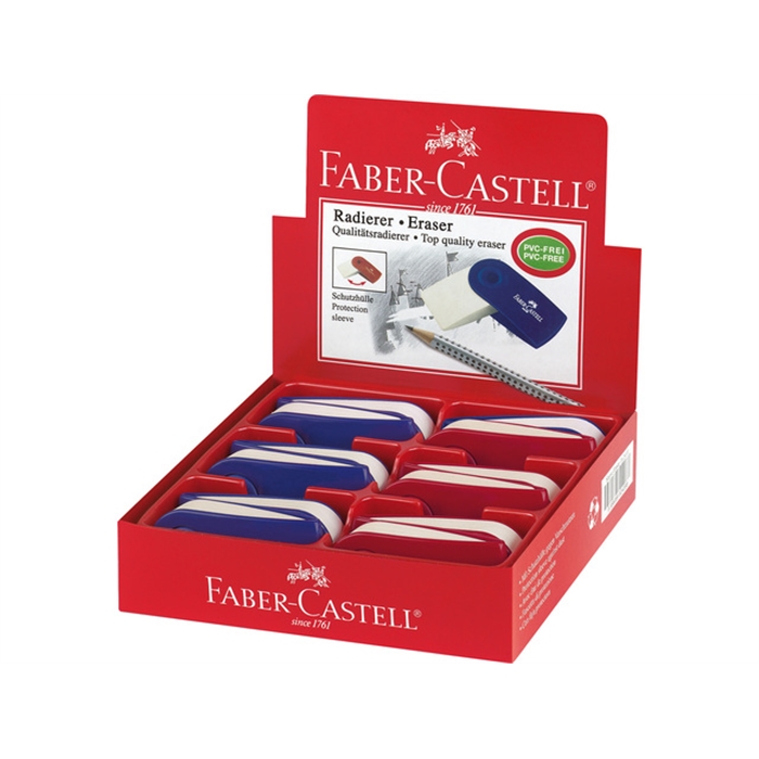 Afbeelding van gum Faber Castell SLEEVE rood/blauw assorti