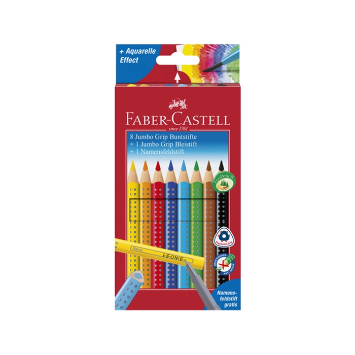 Picture of Caryon de couleur Faber-Castell Jumbo GRIP set de promotion 8 + 1 + 1