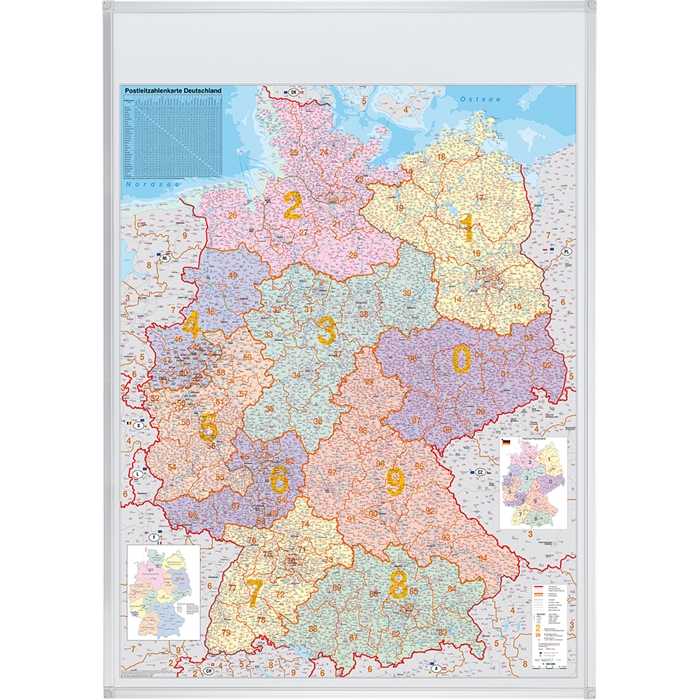 Picture of Map board Germany, ZIP-code, magnetic, 1:750,000, 98 x 138 cm