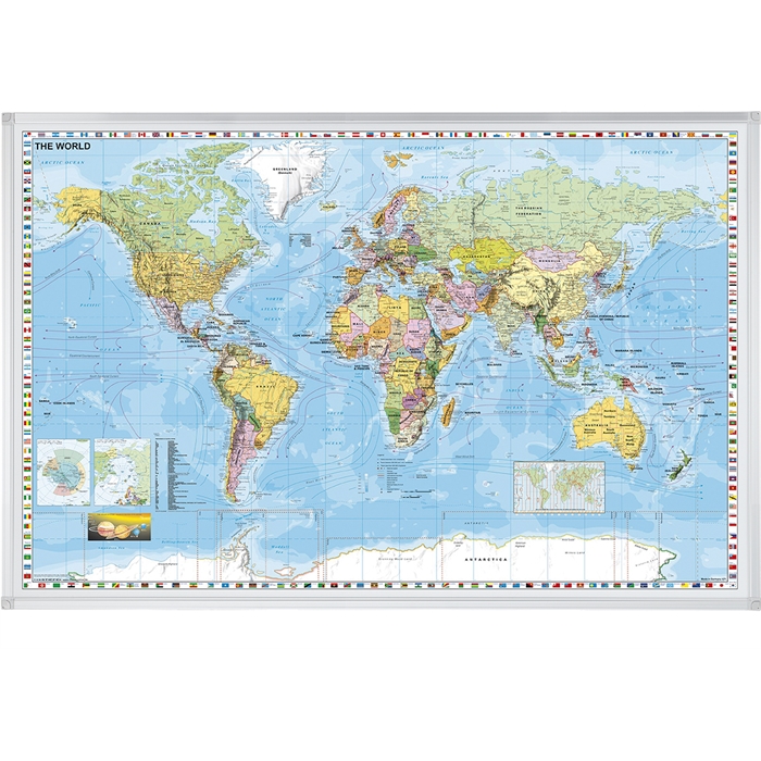 Image de Tableaux de cartes. Dimensions : 138 x 88 cm. Atlas du monde. Punaisable