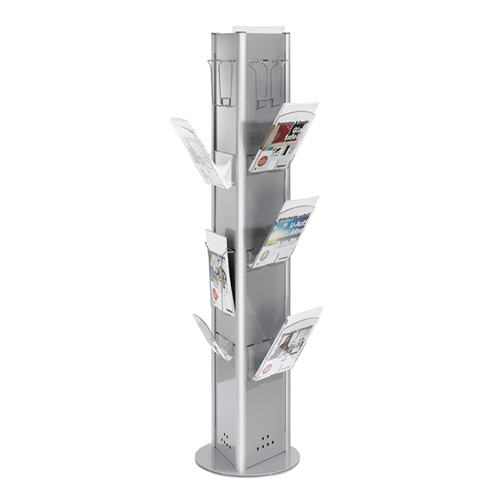 Picture of Rotating Brochure Rack PRO, 12 Shelves, triple sided, 162 x 30 cm, feet 40 cm