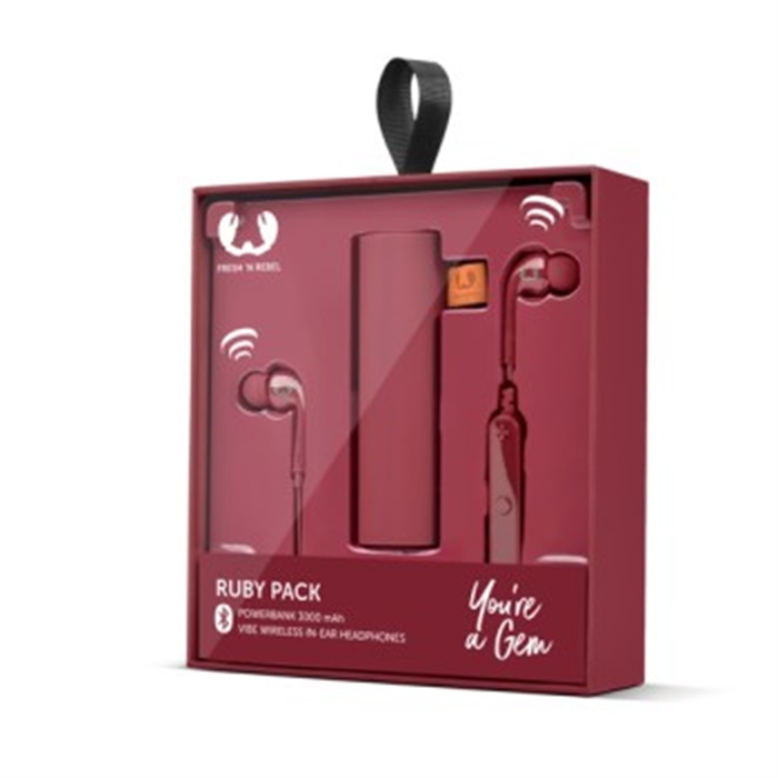 Picture of Audio Set, Powerbank 3000mAh + Vibe Wireless Headphones, ruby