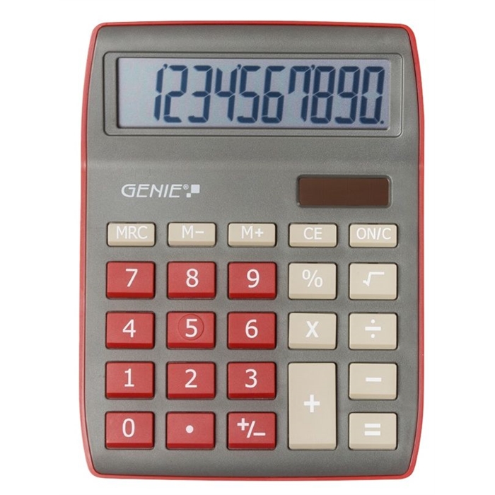 Afbeelding van GENIE 840DR - Desktopcalculator 10 cijfers Dual-power Donderrood