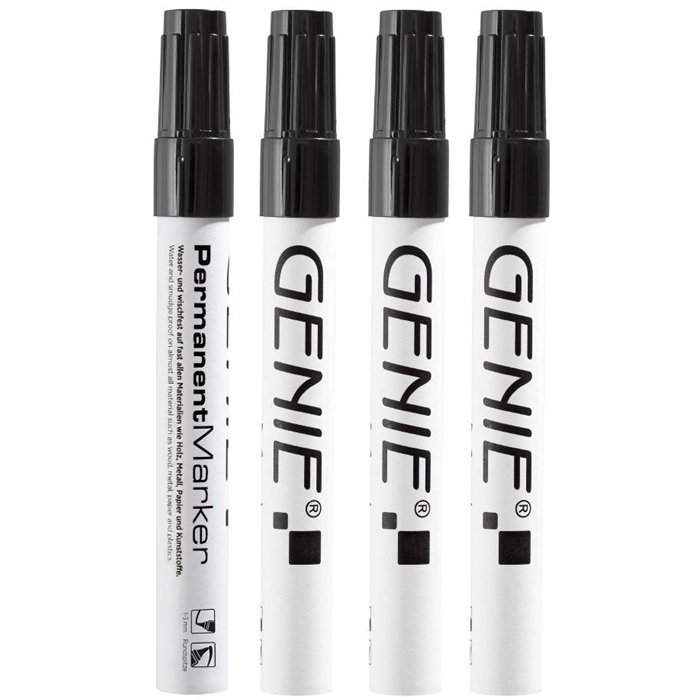 Picture of GENIE 40030 - 4x Permanent marker With 1-3 mm round tip Aluminium frame Black